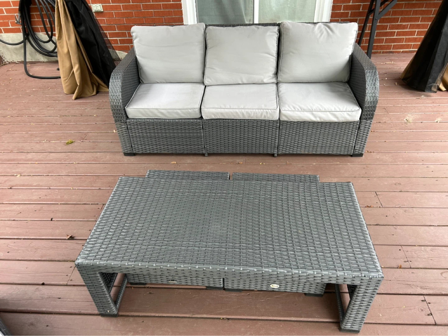 Grey Wicker Patio Furniture Set with Coffee Table - photo 2