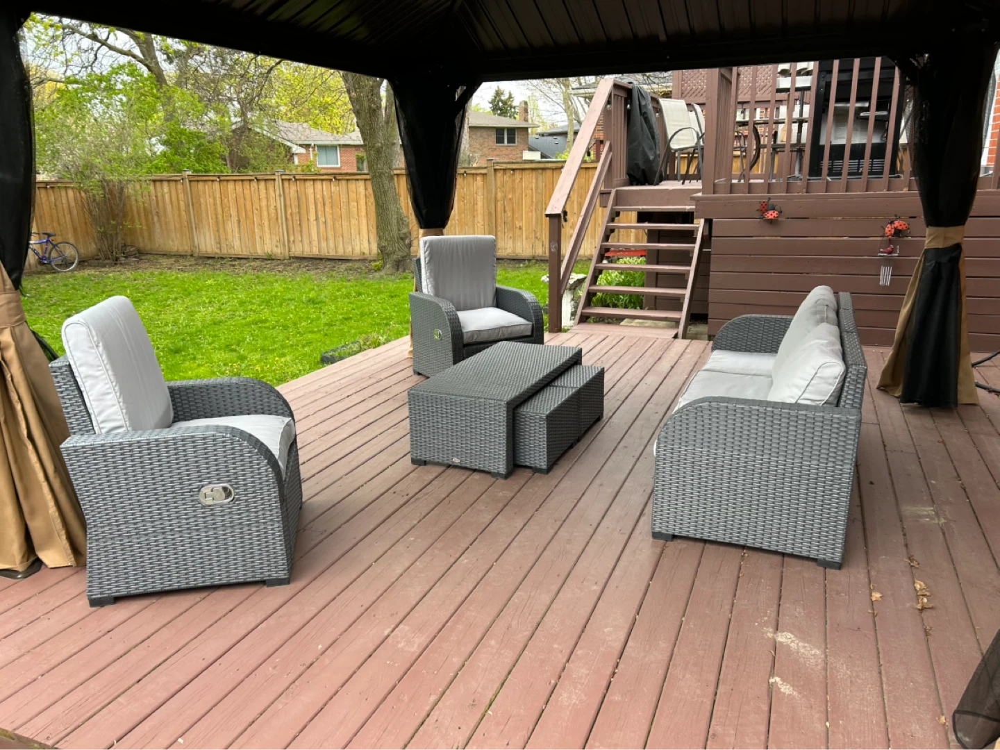 Grey Wicker Patio Furniture Set with Coffee Table