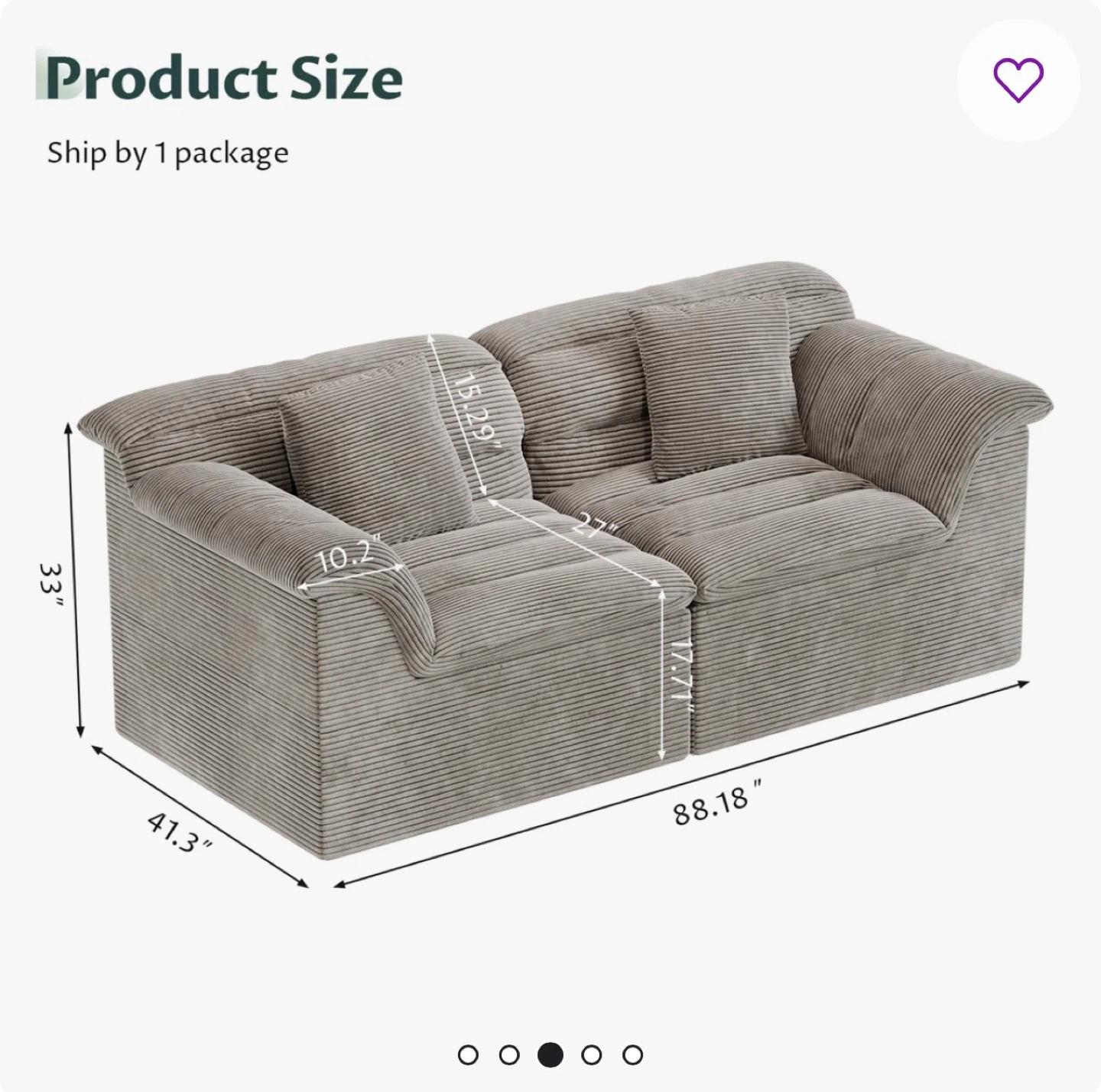 Brand New, IN BOX - “Boneless” Couch - 81" Corduroy - photo 5