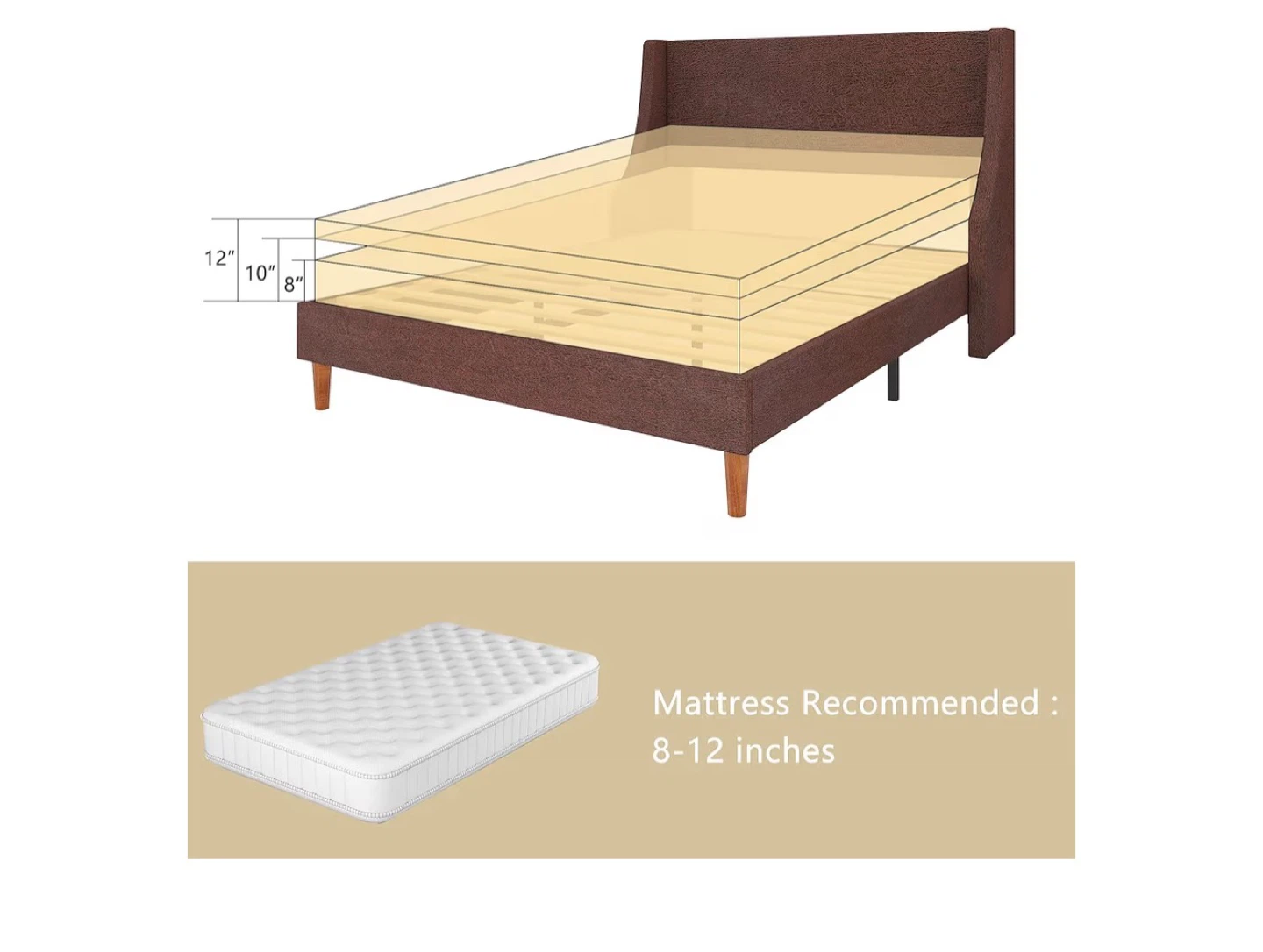 Wancla Queen Size Upholstered Platform Bed Frame - photo 3