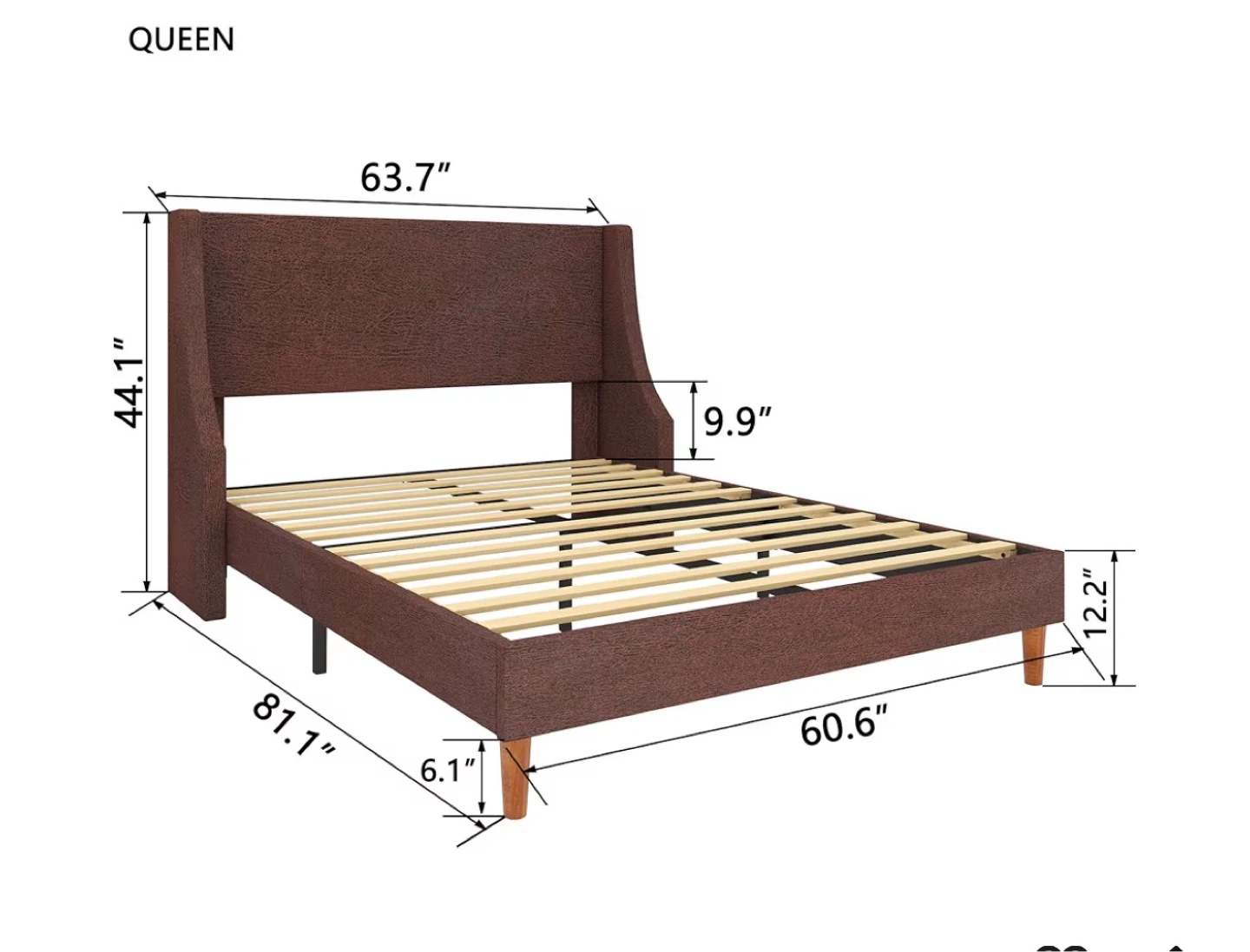 Wancla Queen Size Upholstered Platform Bed Frame - photo 2