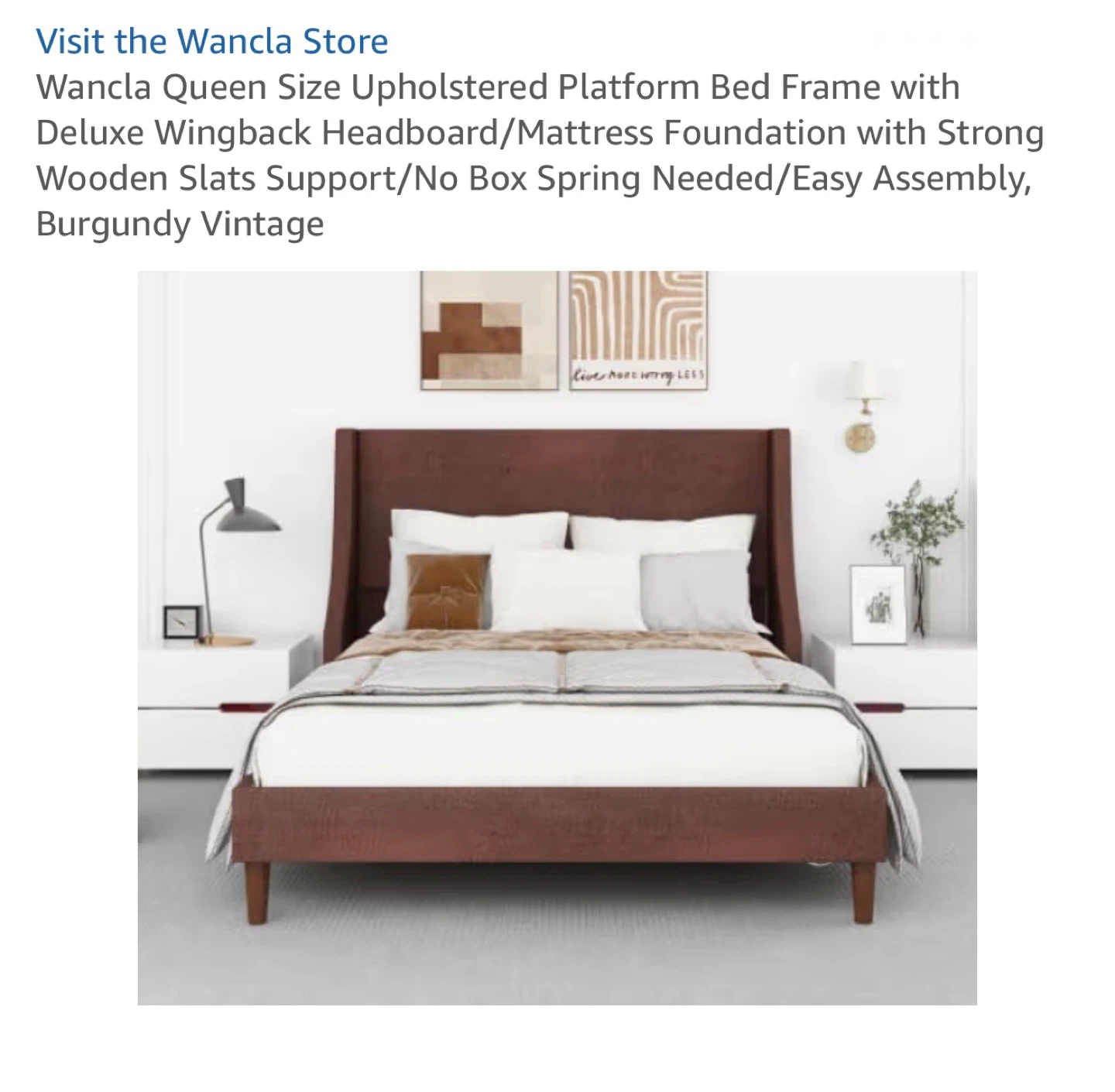 Wancla Queen Size Upholstered Platform Bed Frame
