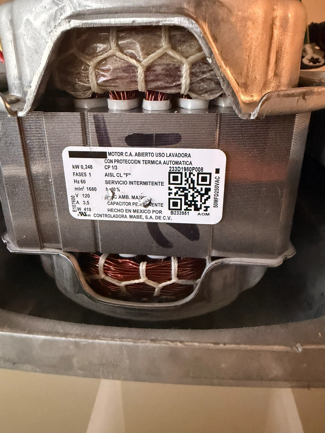 Mabe Washing Machine Motor and Tub Assembly - photo 2