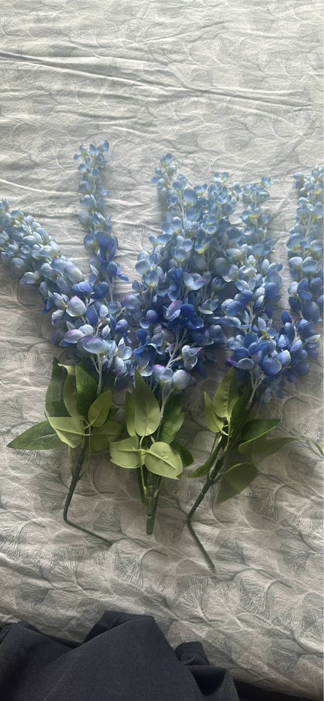 Artificial Blue Delphinium Flowers - Set of 3
