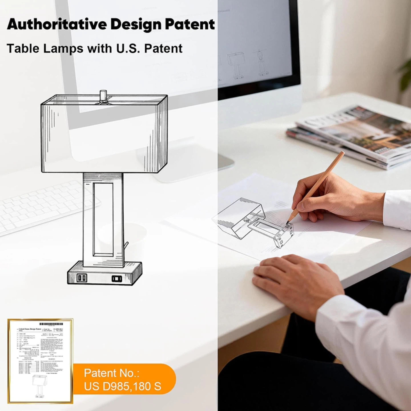 Set of 2 Touch Control Table Lamp with 2 USB Ports - photo 2