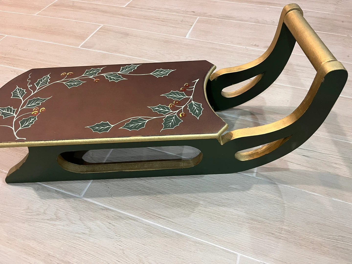 Decorative 23” Wood Sleigh Handpainted Christmas