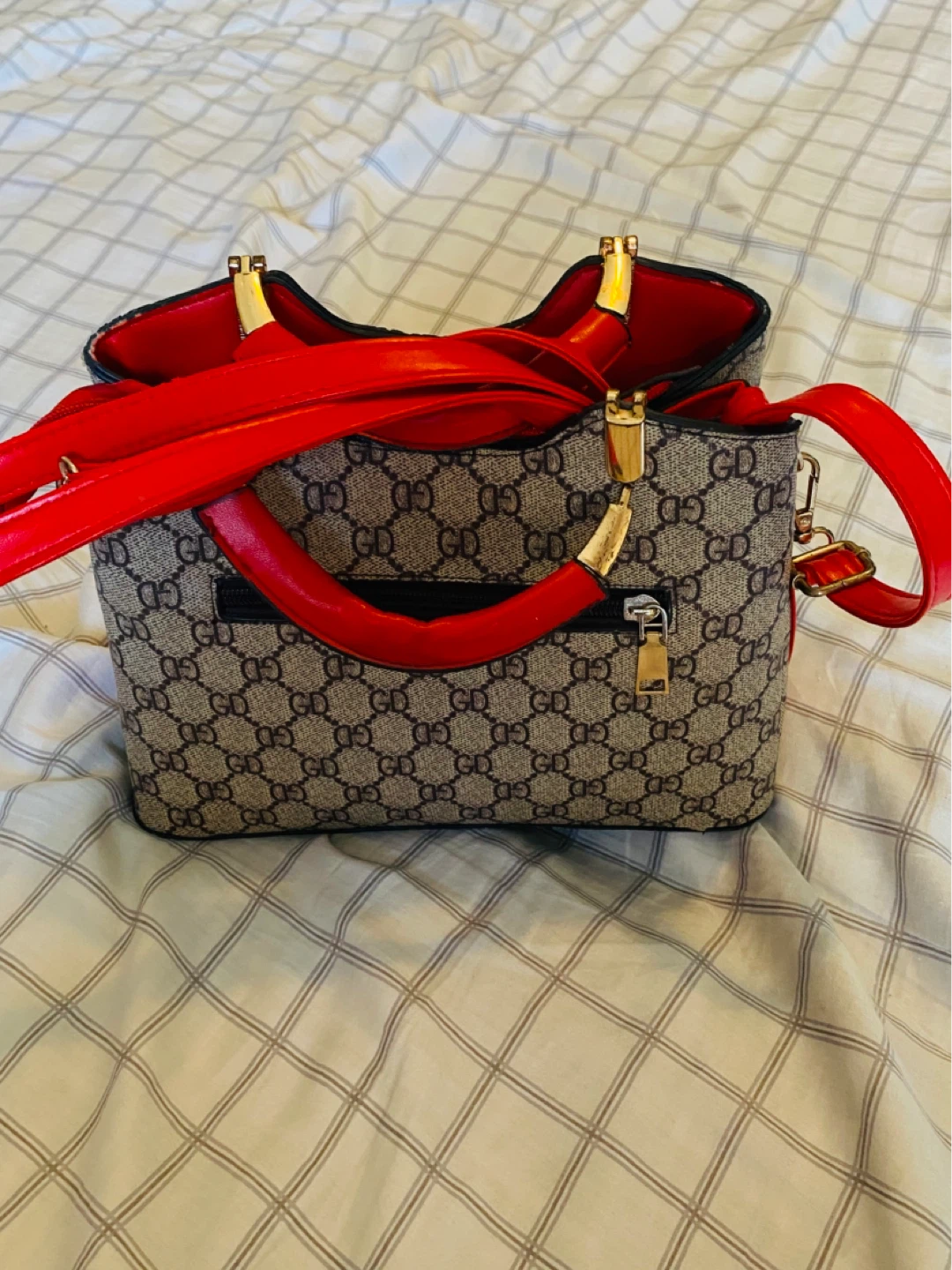 Women's Handbag with Red Accents