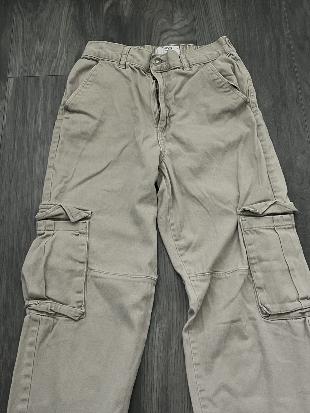 Beige Cotton Cargo Pants | Women