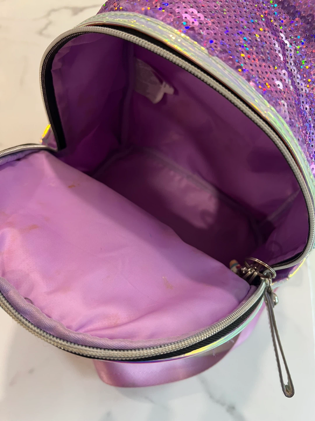 Purple Sequin Heart Love Backpack - photo 2