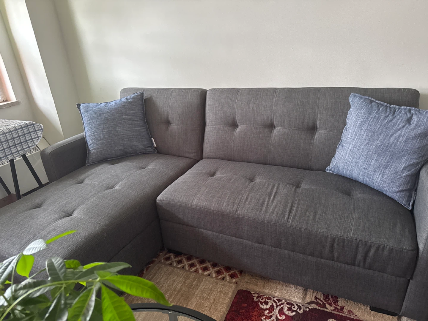 Gray sectional sofa and Roy d coffee table