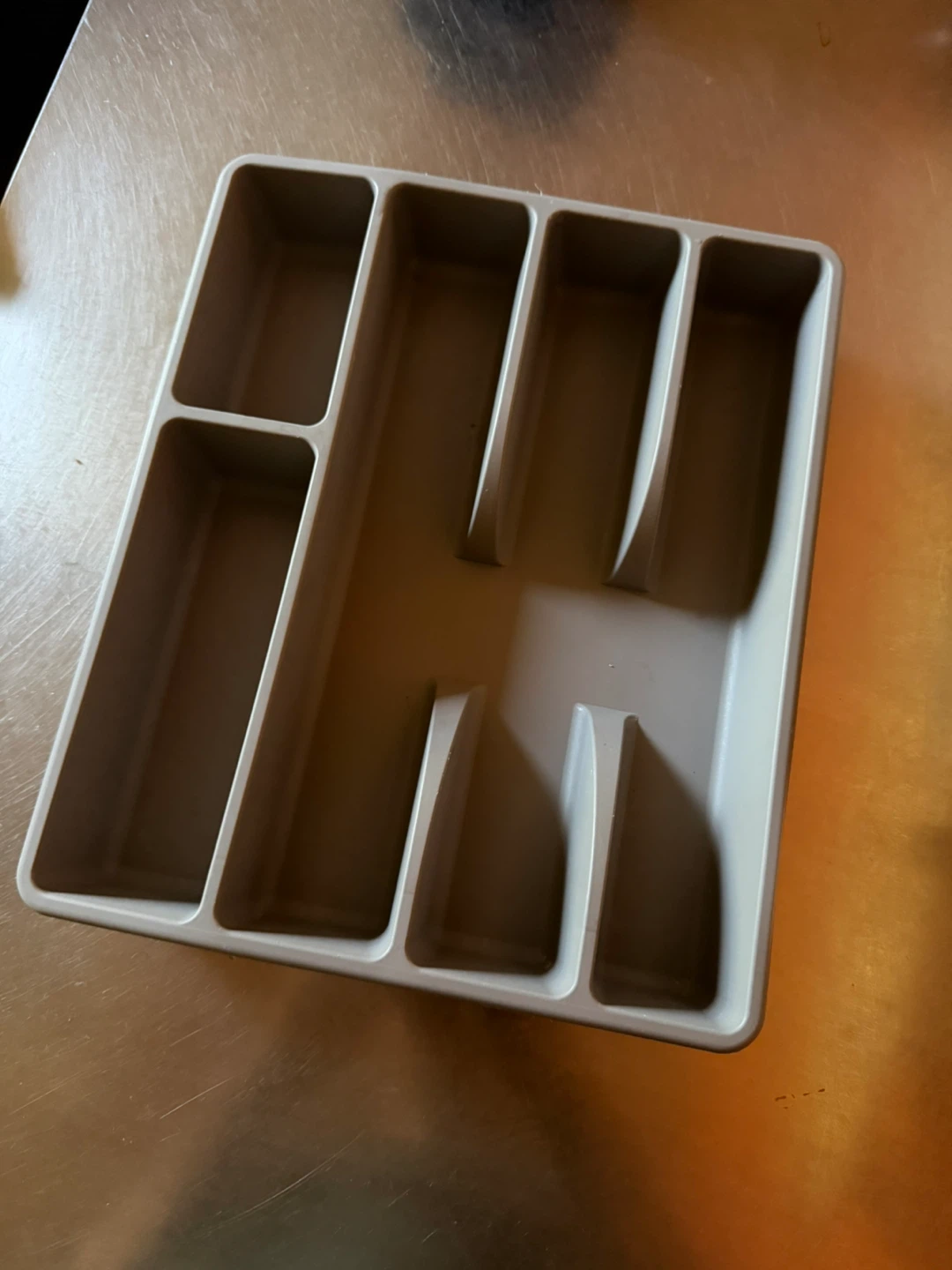 Tan Plastic Utensil Organizer Tray