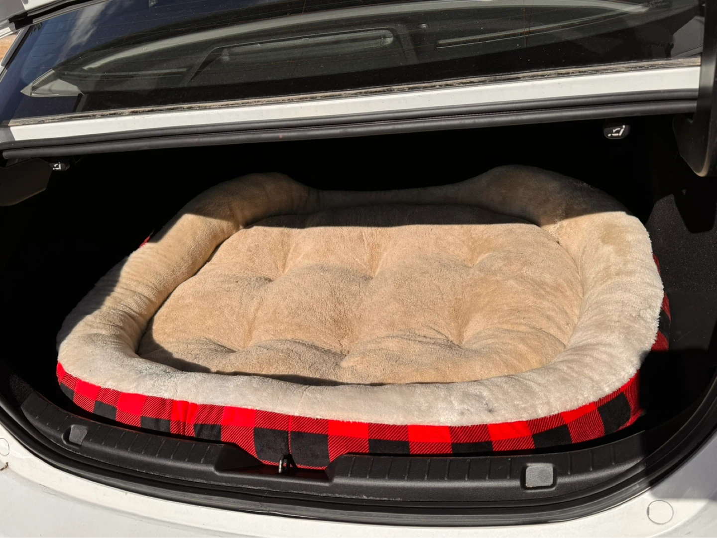 Plush Dog Bed - Tan and Buffalo Check - photo 2