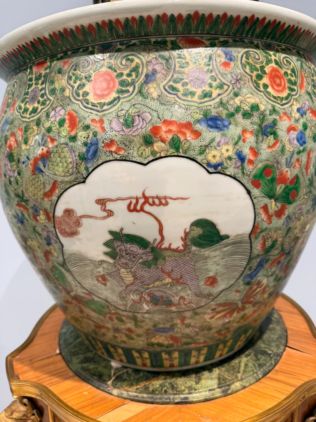 Large Ceramic Fish Bowl Planter with Dragon Motif - photo 5
