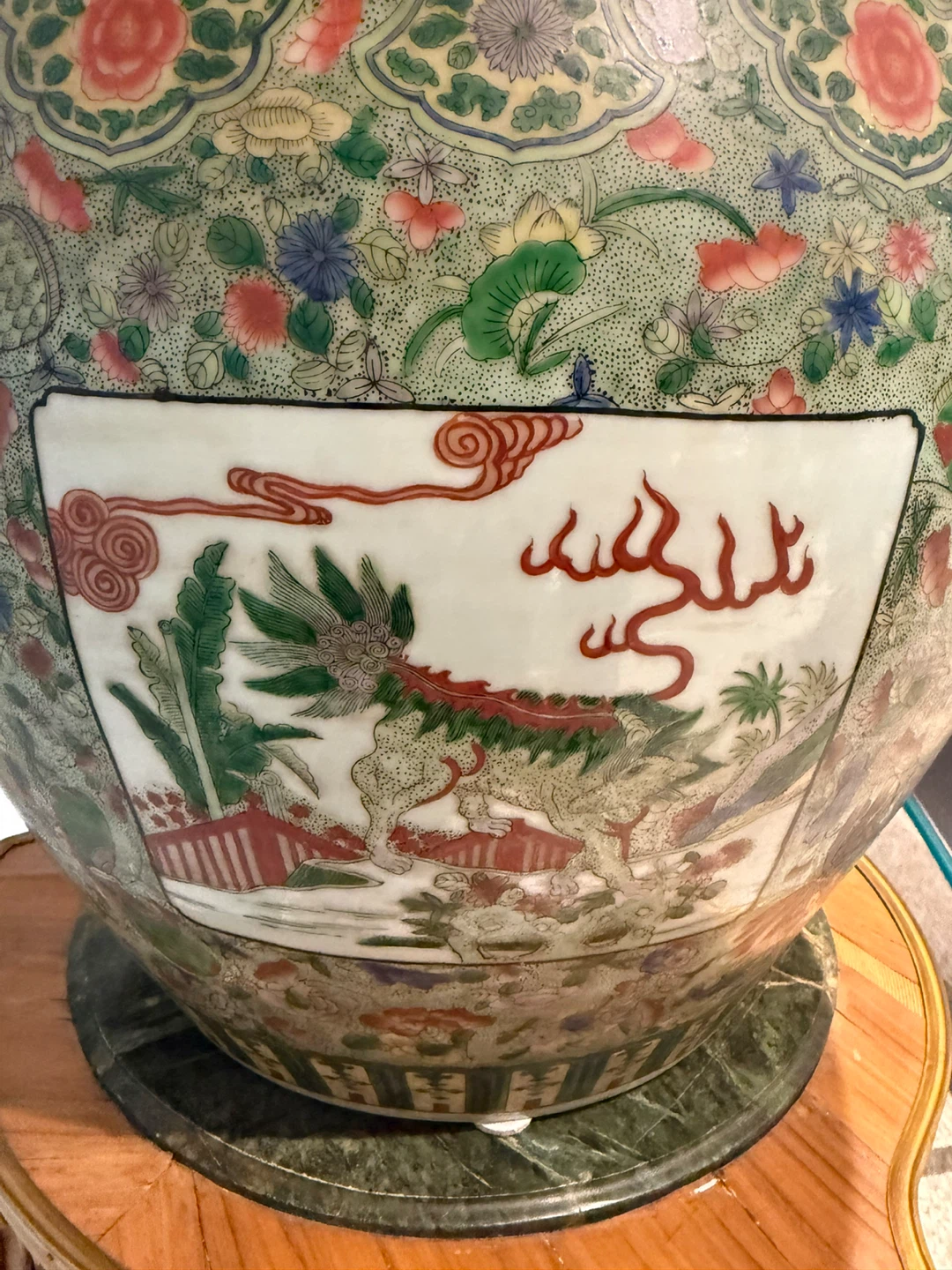 Large Ceramic Fish Bowl Planter with Dragon Motif - photo 4