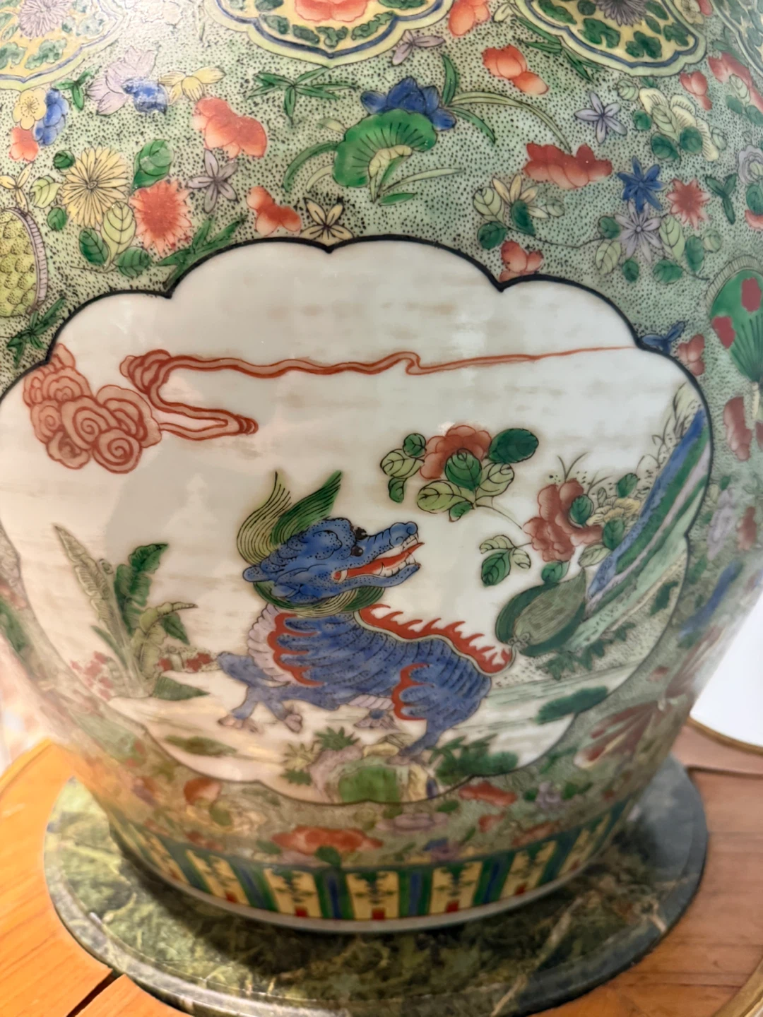 Large Ceramic Fish Bowl Planter with Dragon Motif - photo 3