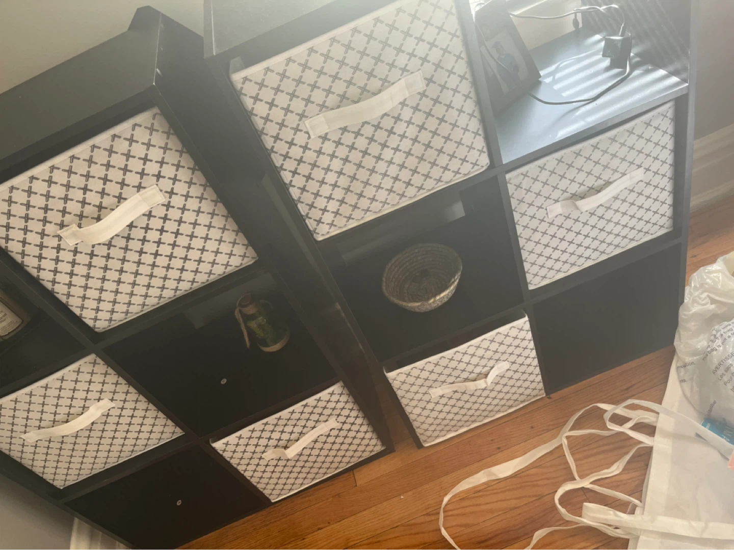 Black Cube Storage Shelving Unit with Storage Bins - photo 2