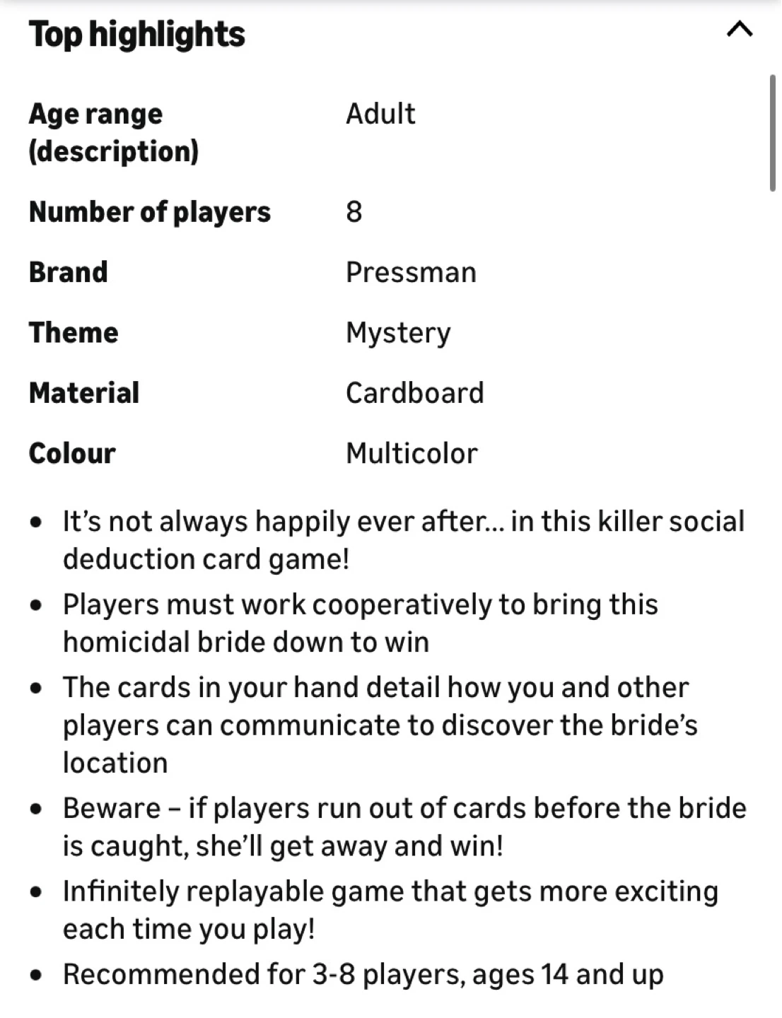 Pressman 'Til Death Do Us Part Collaborative Card Game - photo 2