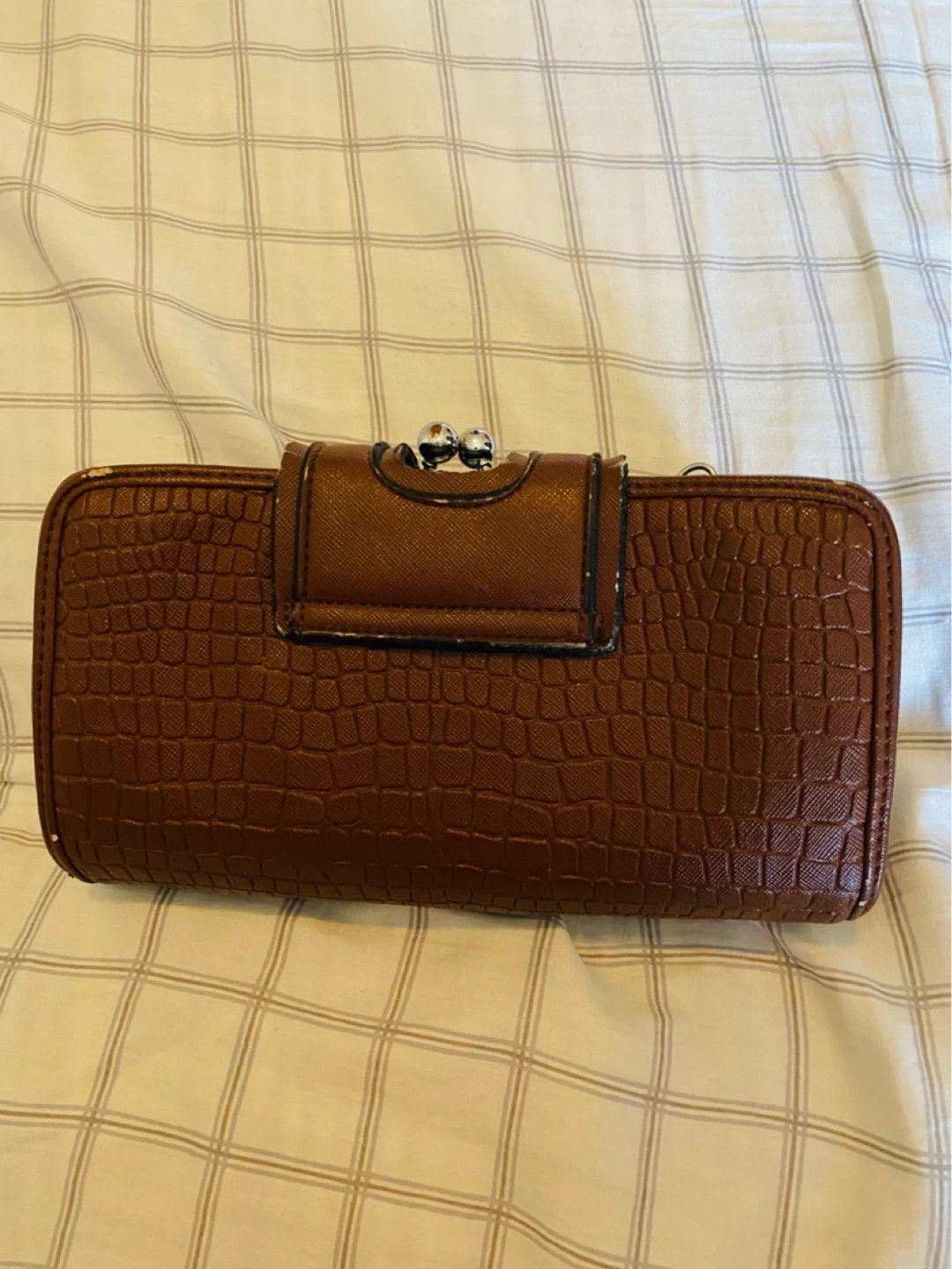 Brown Faux Croc handbag with Chain Strap - photo 5
