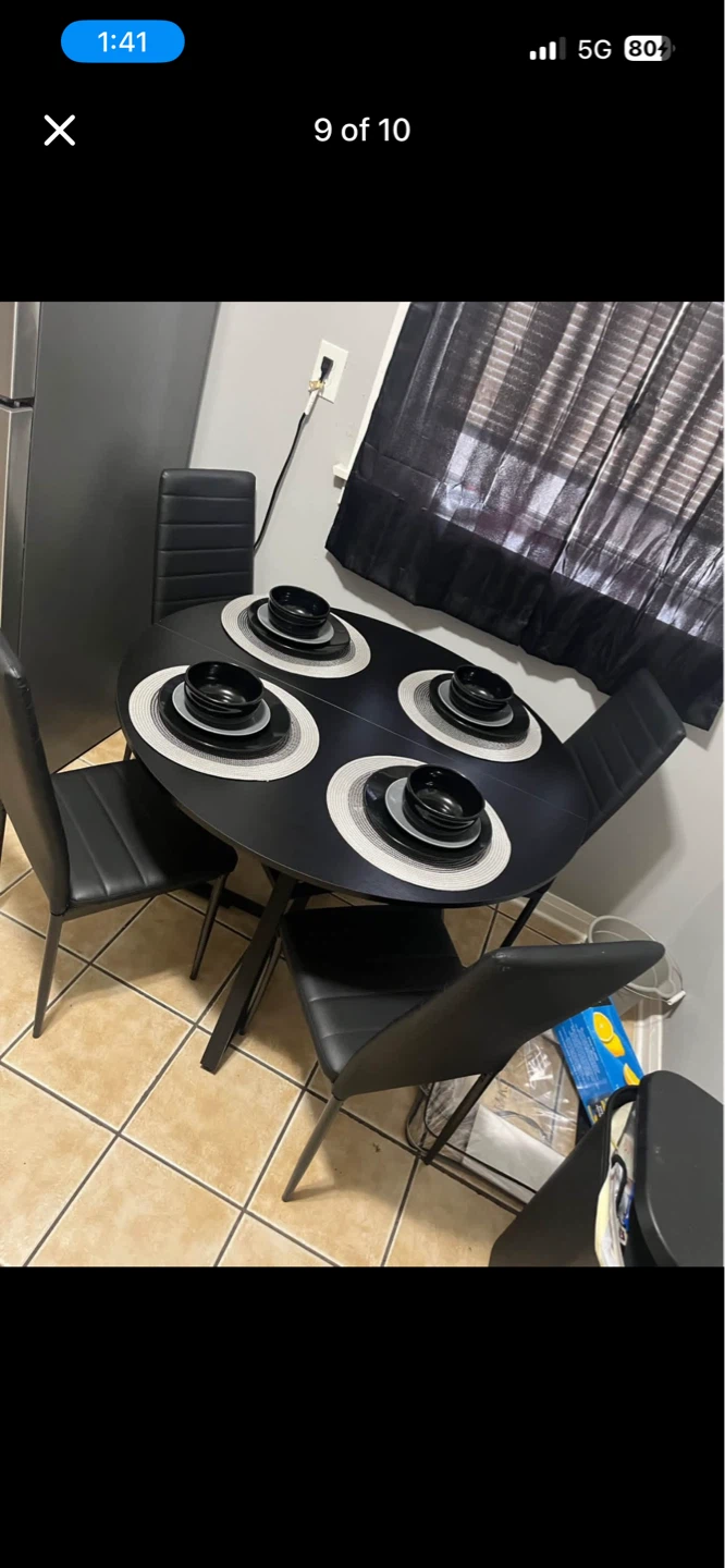 Black Dining Table with 4 Chairs