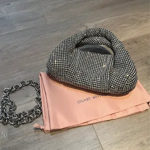 Stuart Weitzman Rhinestone Clutch Handbag with Chain