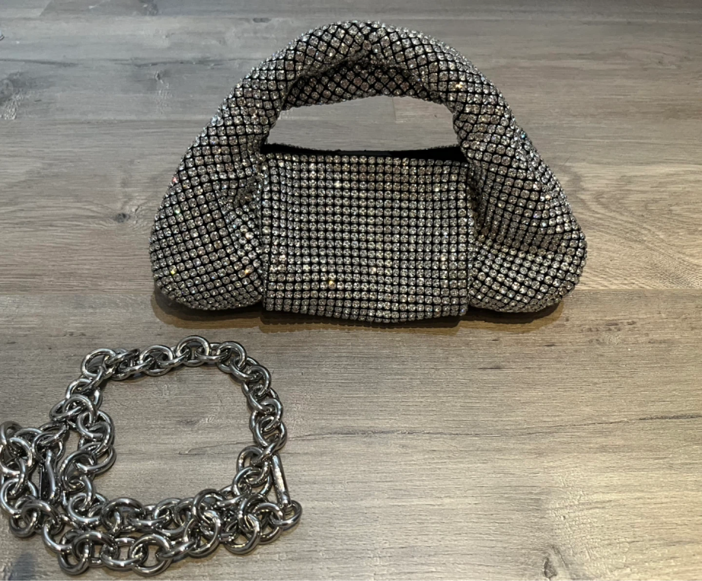 Stuart Weitzman Rhinestone Clutch Handbag with Chain - photo 2