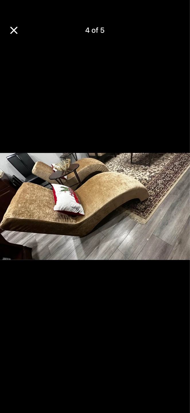 Gold Velvet Chaise Lounge Chairs - photo 3