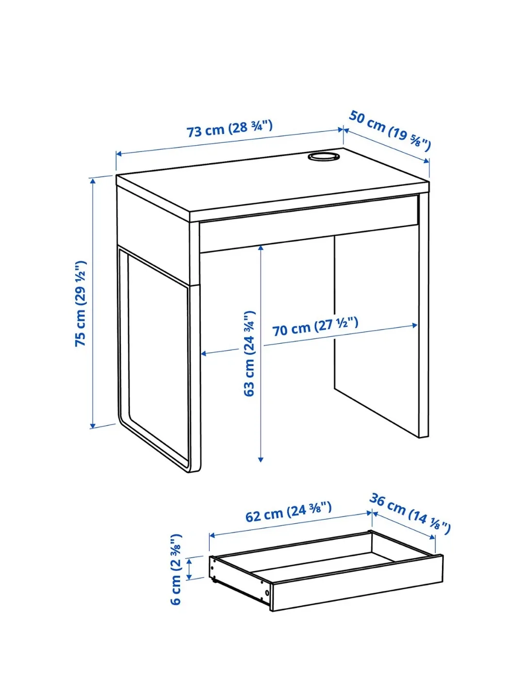 White IKEA MICKE Desk - photo 4