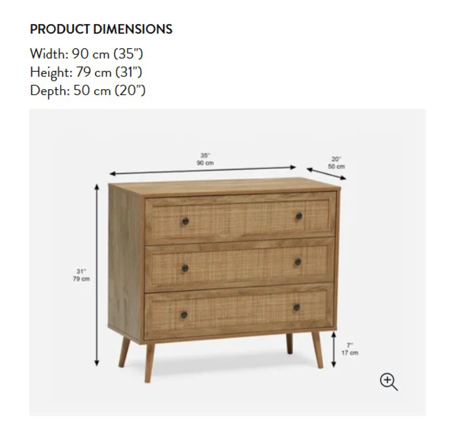 3 Drawer Rattan Dresser - photo 3