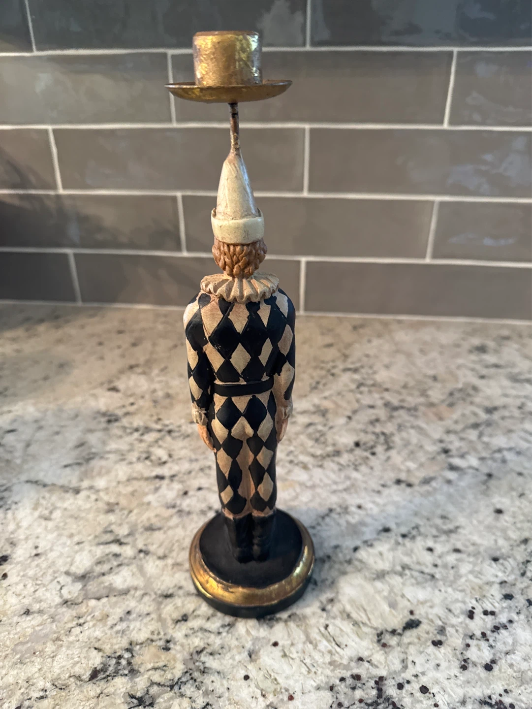 Vintage Harlequin Jester Figurine Candlestick Holder - photo 2