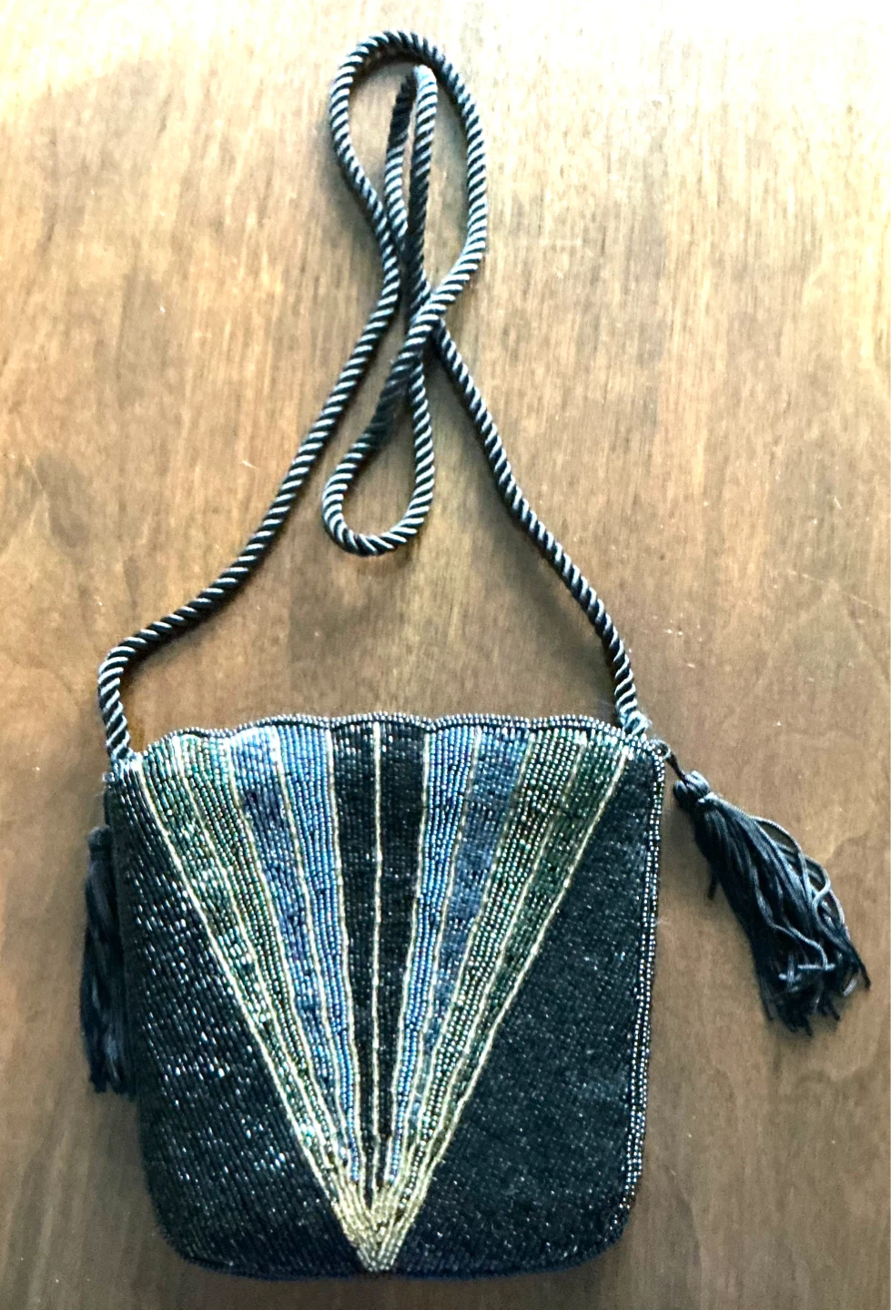 Vintage Beaded Clutch Purse with Tassels
