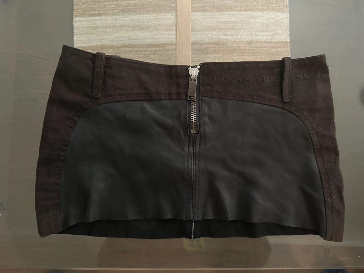 Diesel Suede & Leather Mini Skirt