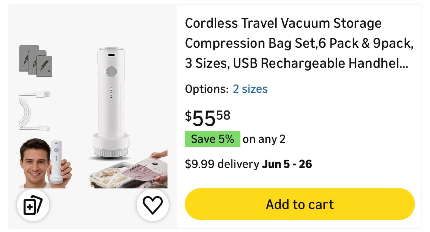 Electric Vacuum Pump: 1500mAh Cordless Travel Pump (No Bags)