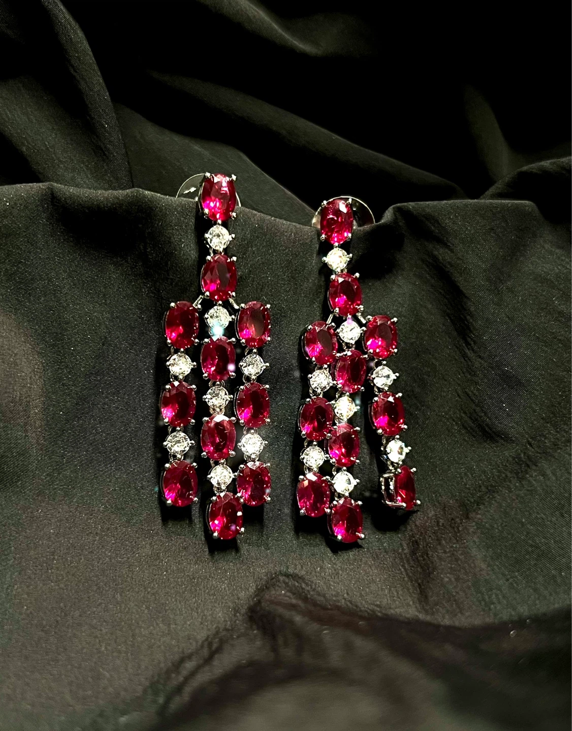 Ruby-Red Chandelier Earrings - Red Carpet Glamour