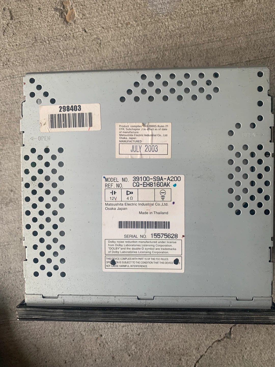 Honda/Mitsubishi 6-Disc CD Changer CQ-EH8160AK - photo 2
