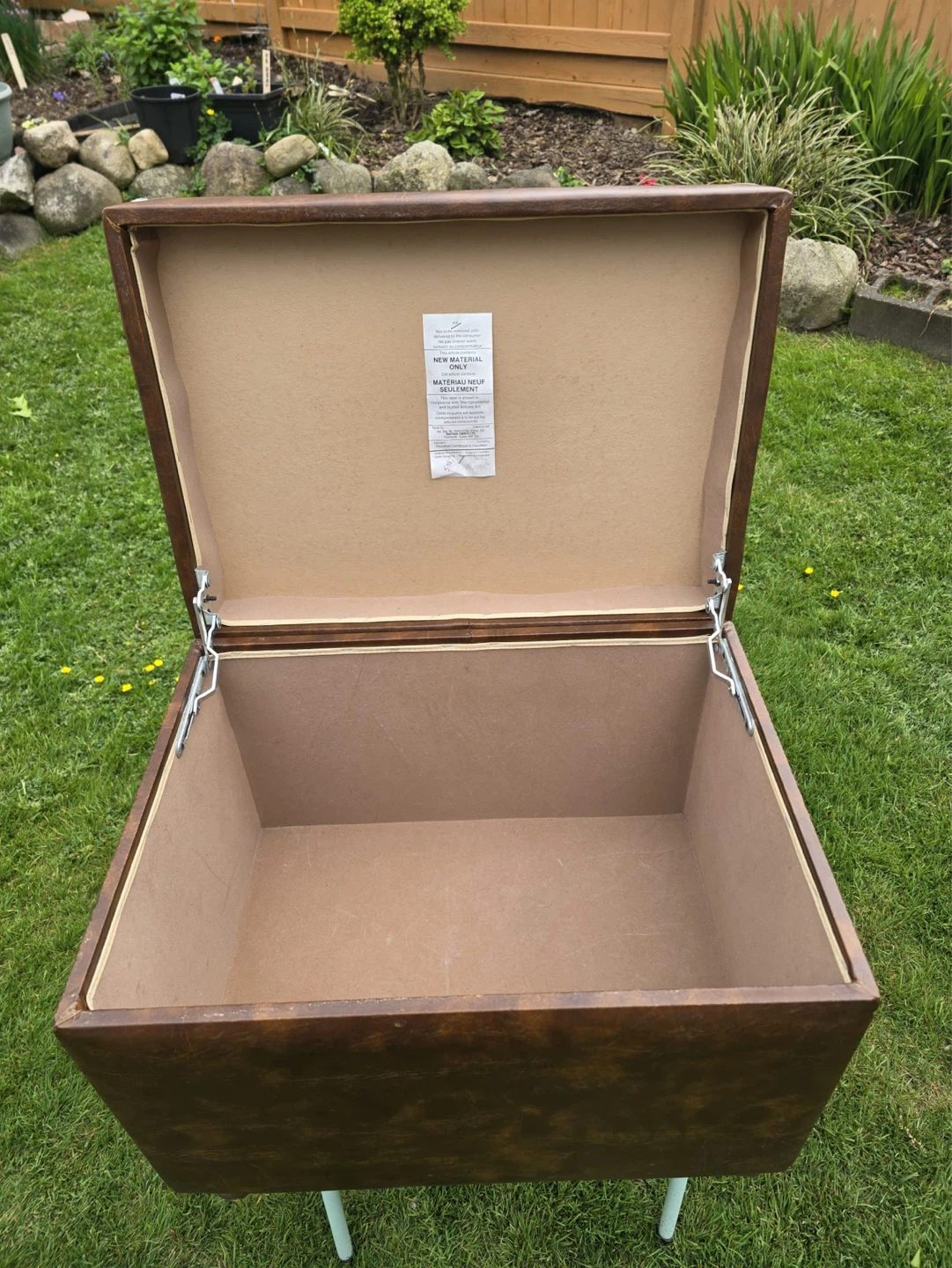 Brown Faux Leather Storage Ottoman - photo 3