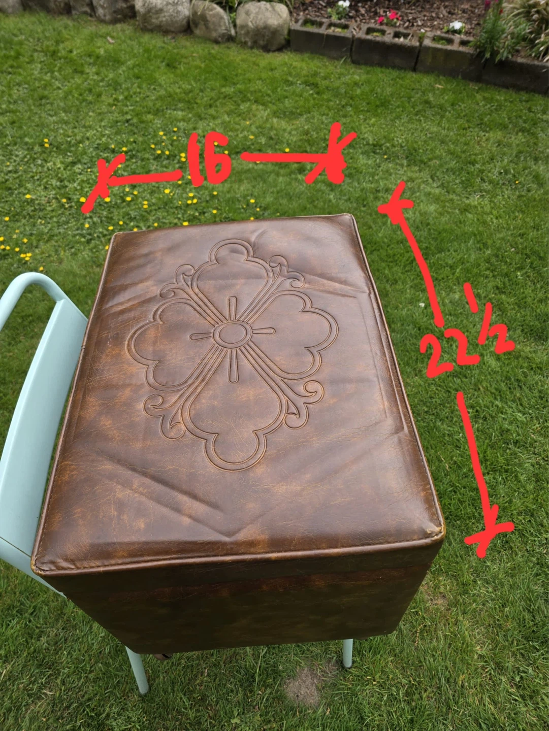 Brown Faux Leather Storage Ottoman