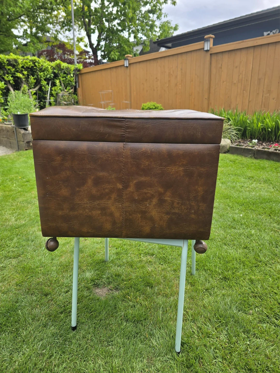 Brown Faux Leather Storage Ottoman - photo 4