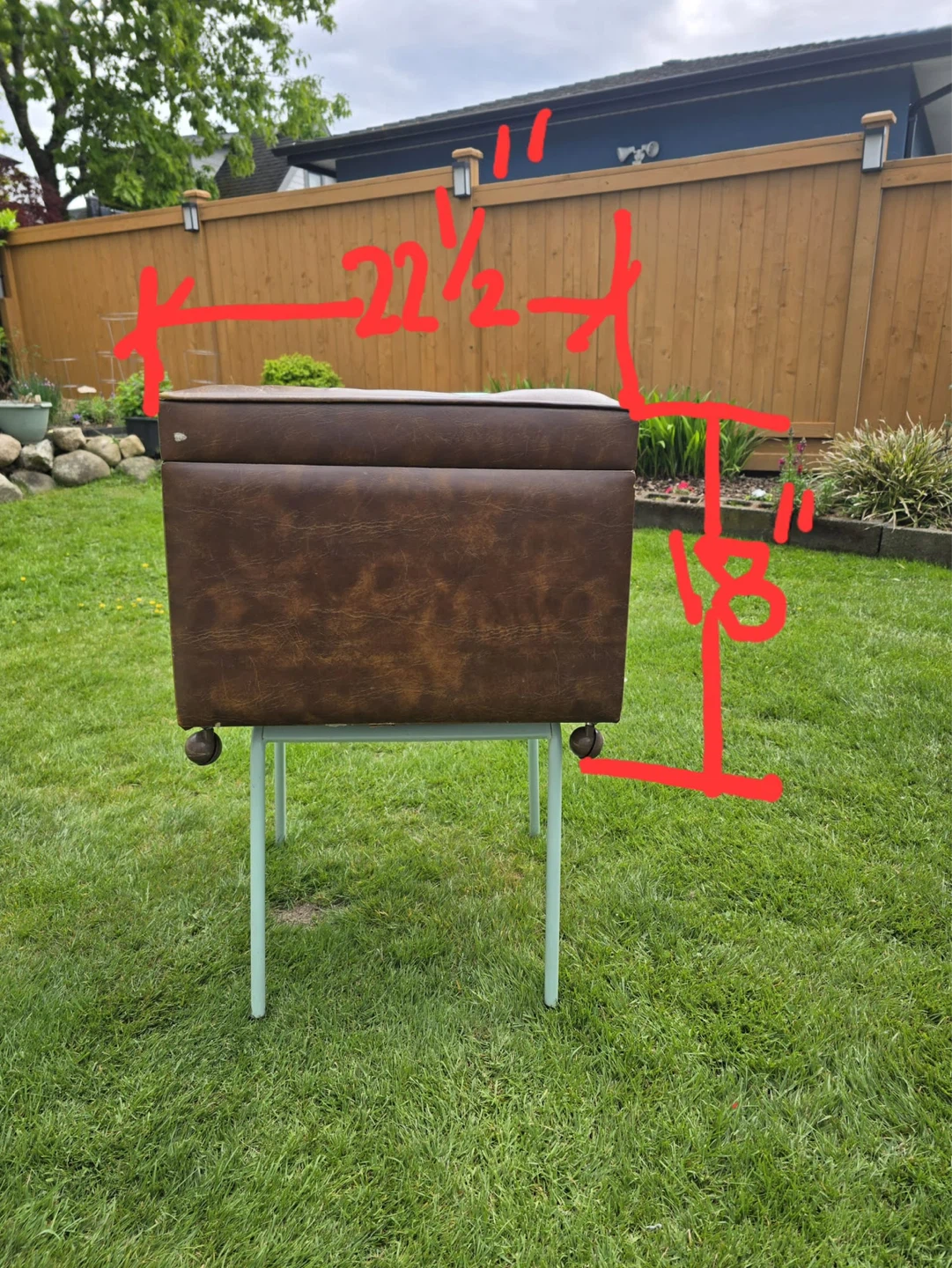 Brown Faux Leather Storage Ottoman - photo 2