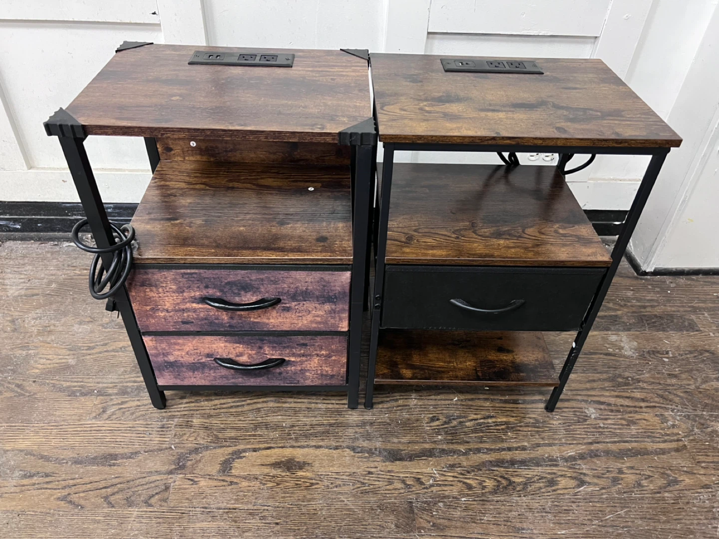 Rustic Wood side. Tables Built-in Power Strip & USB $30 each