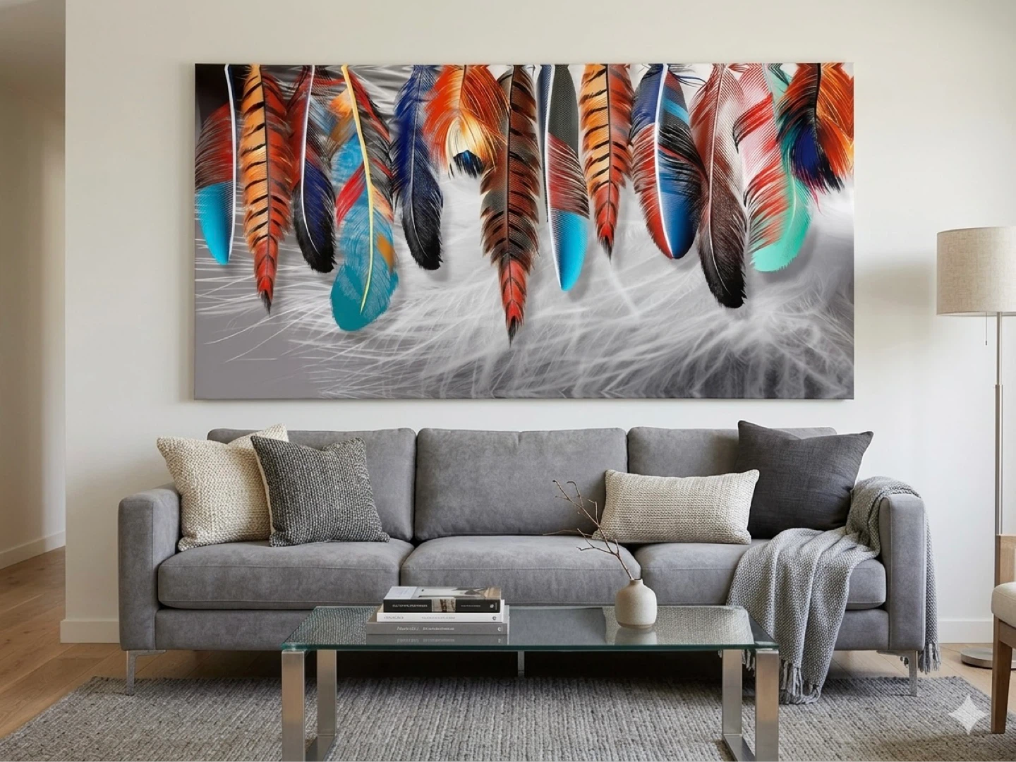 Canvas Wall Art - Colorful Feathers