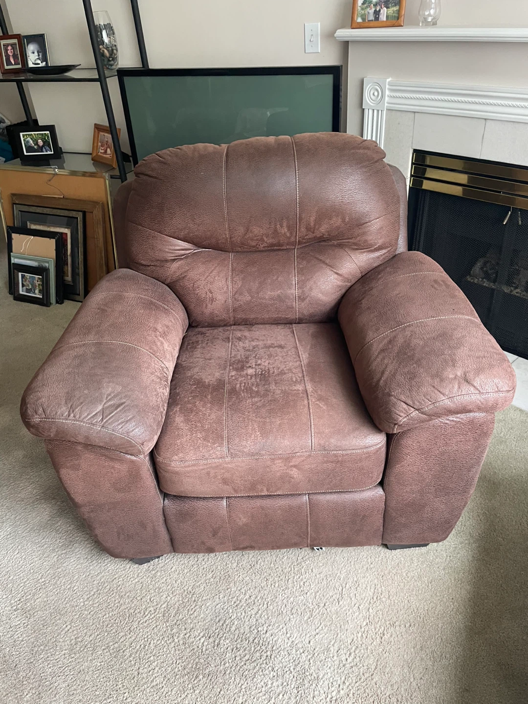 Brown Faux Leather Armchair