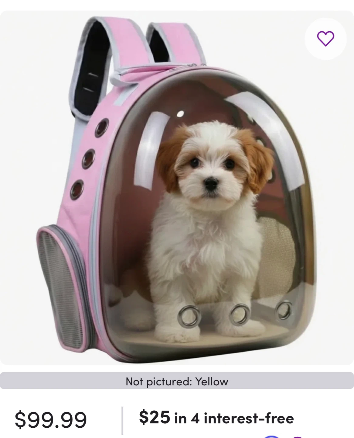 Pink Pet Carrier Backpack with Clear Bubble Dome