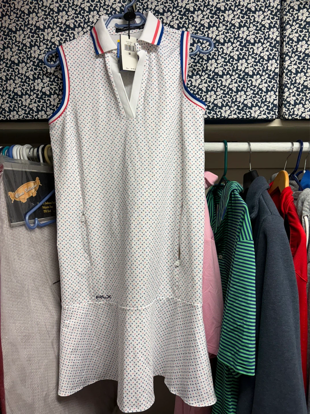 RLX Ralph Lauren Golf Dress White Anchor Print Size M