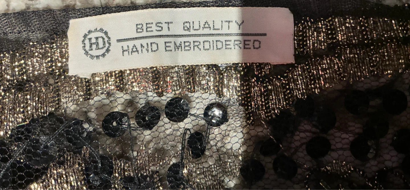 Vintage Black and Gold Beaded Shawl - photo 5