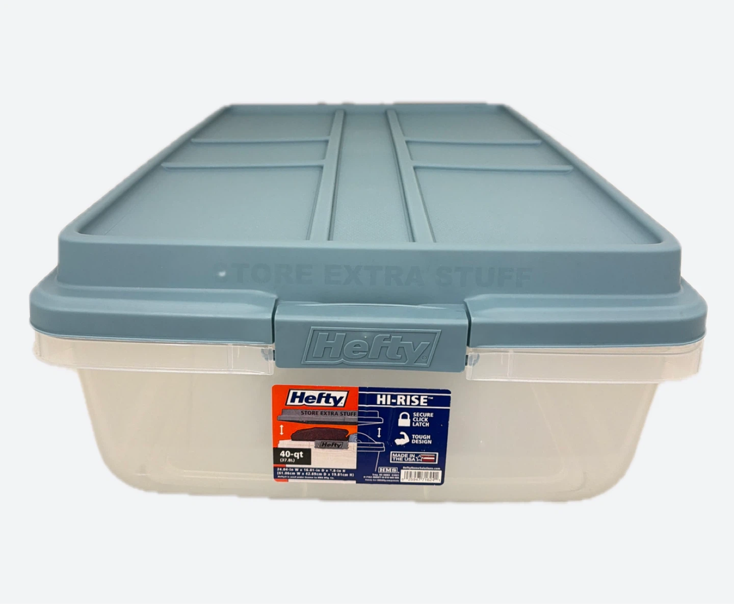 HEFTY Hi-Rise Storage Bin Container 40-Quart Clear Plastic