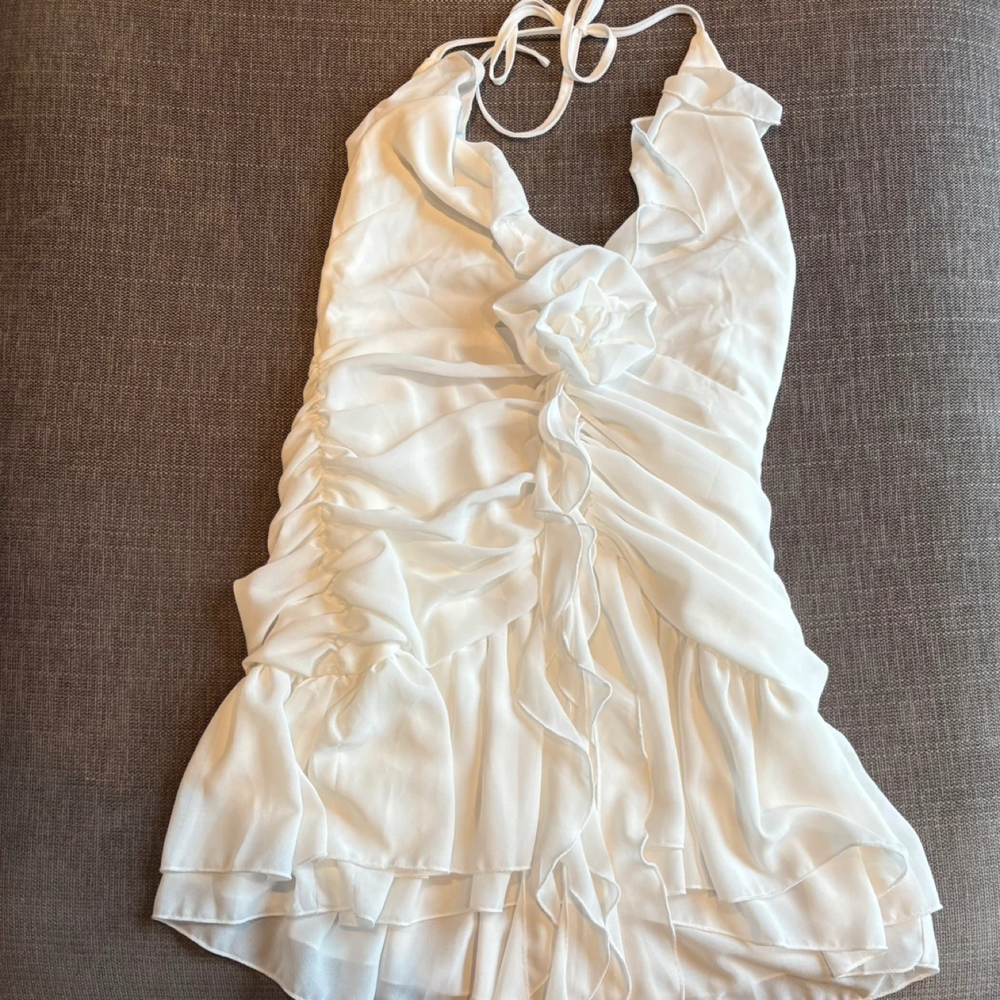 Runaway The Label White Ruffle Halter Dress