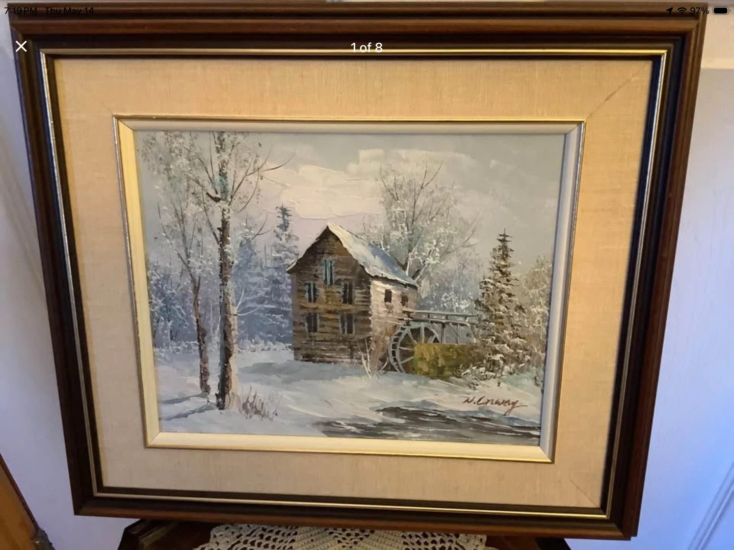Vt Oil Ptg of. Grist Mill by Cdn Artist W. (William) Conway 🐞