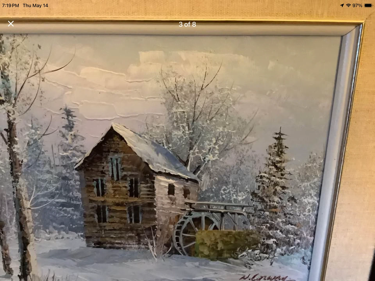 Vt Oil Ptg of. Grist Mill by Cdn Artist W. (William) Conway 🐞 - photo 3