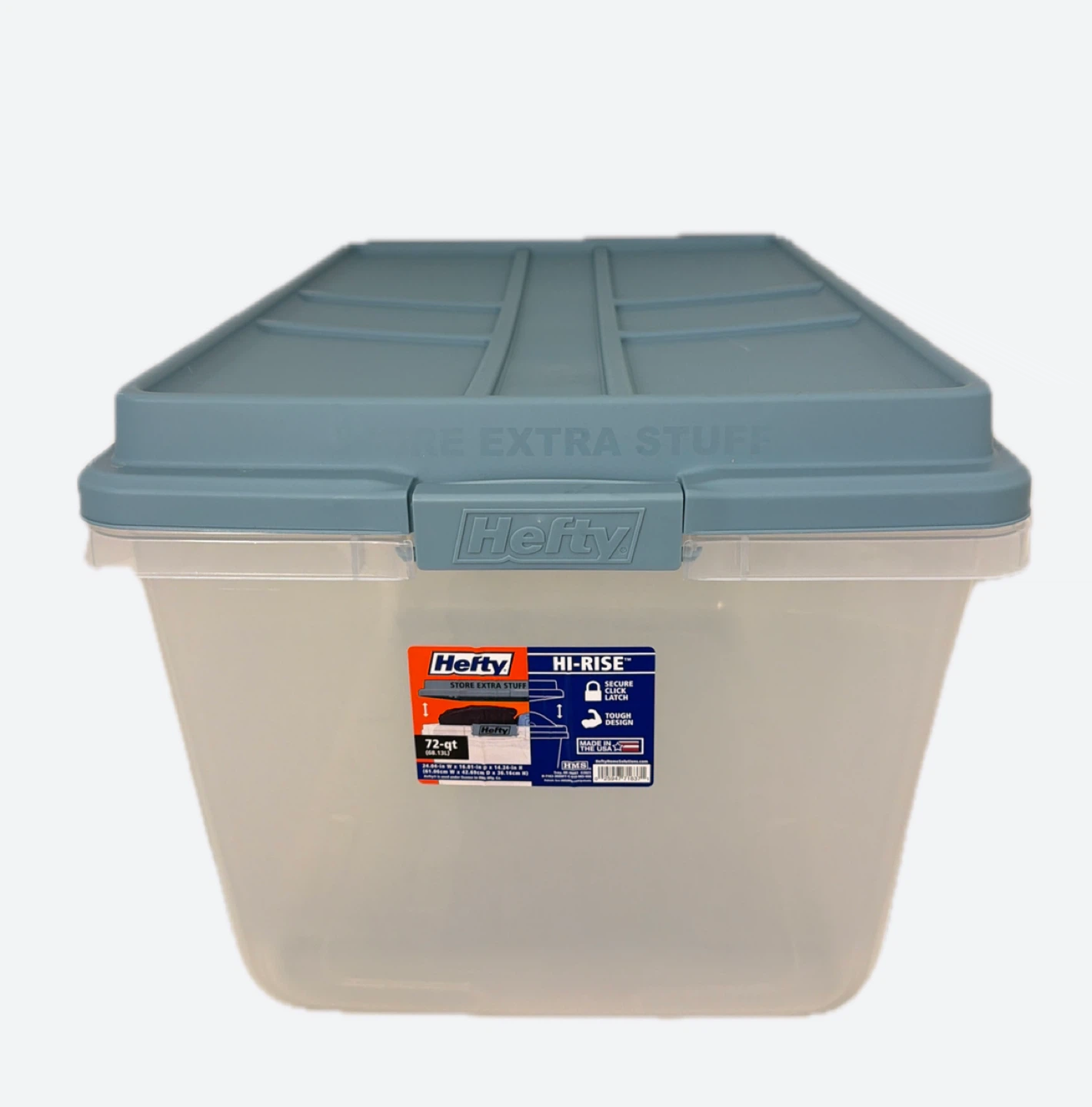 HEFTY Hi-Rise Storage Bin Container 72-Quart Clear Plastic