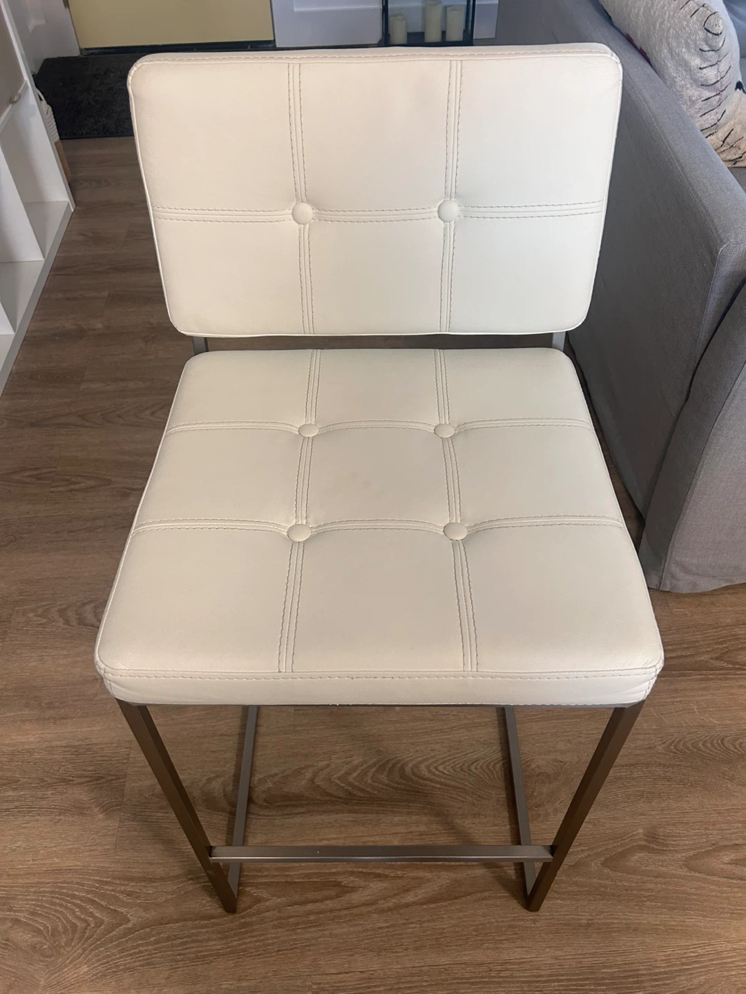 3 White Faux Leather Bar Stool - photo 2